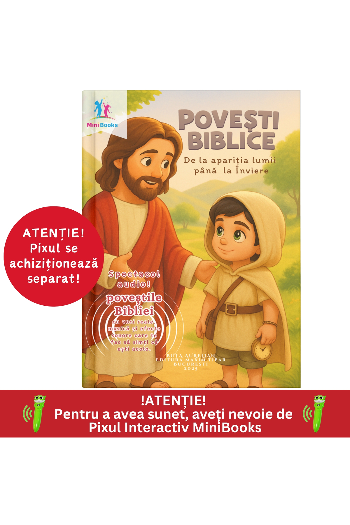 minibooks „Povești Biblice” cu sunete – Carte educativă cu voci și efecte sonore