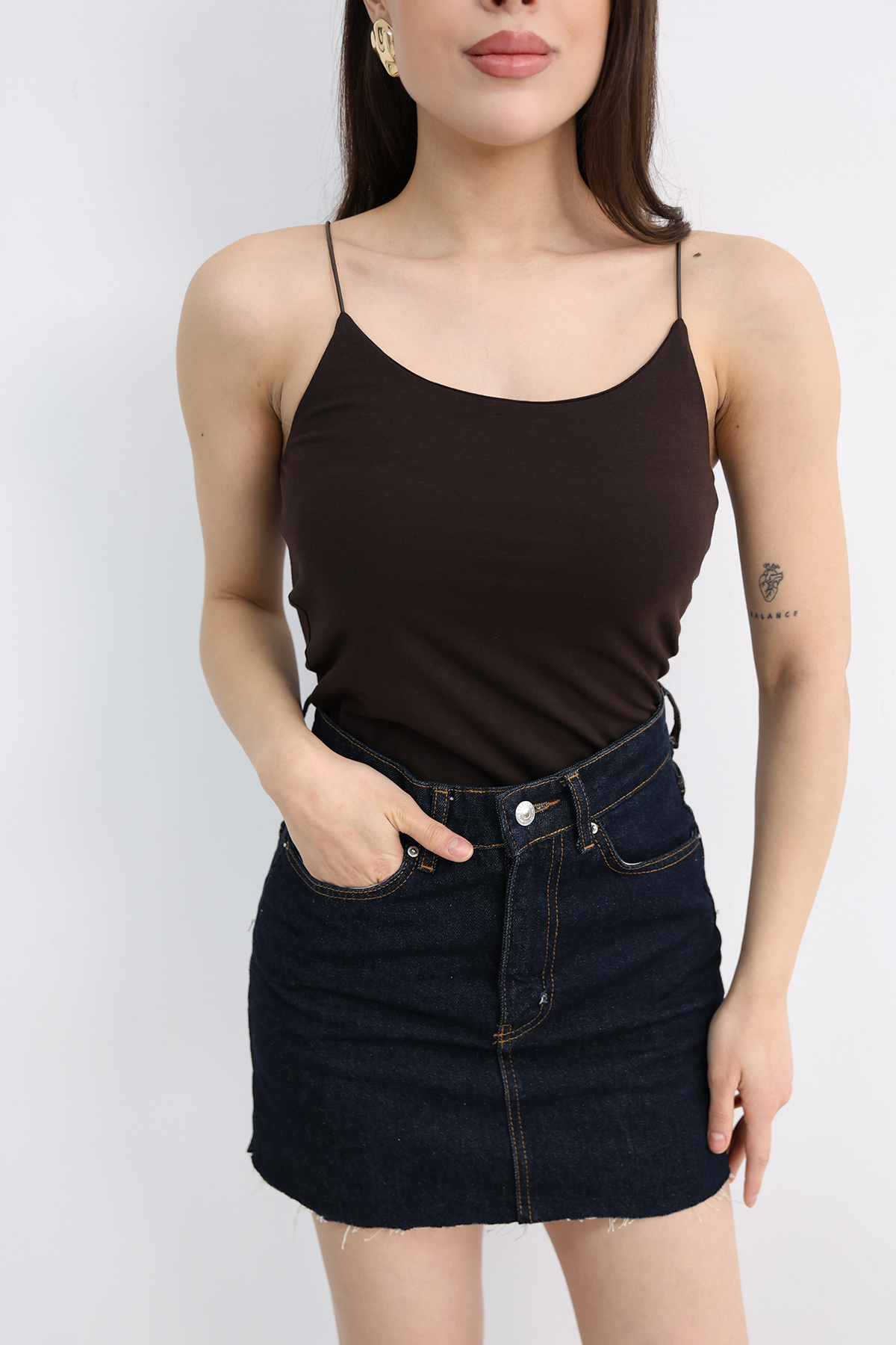 Dut Store Kadın İnce Askılı Atlet Kahverengi