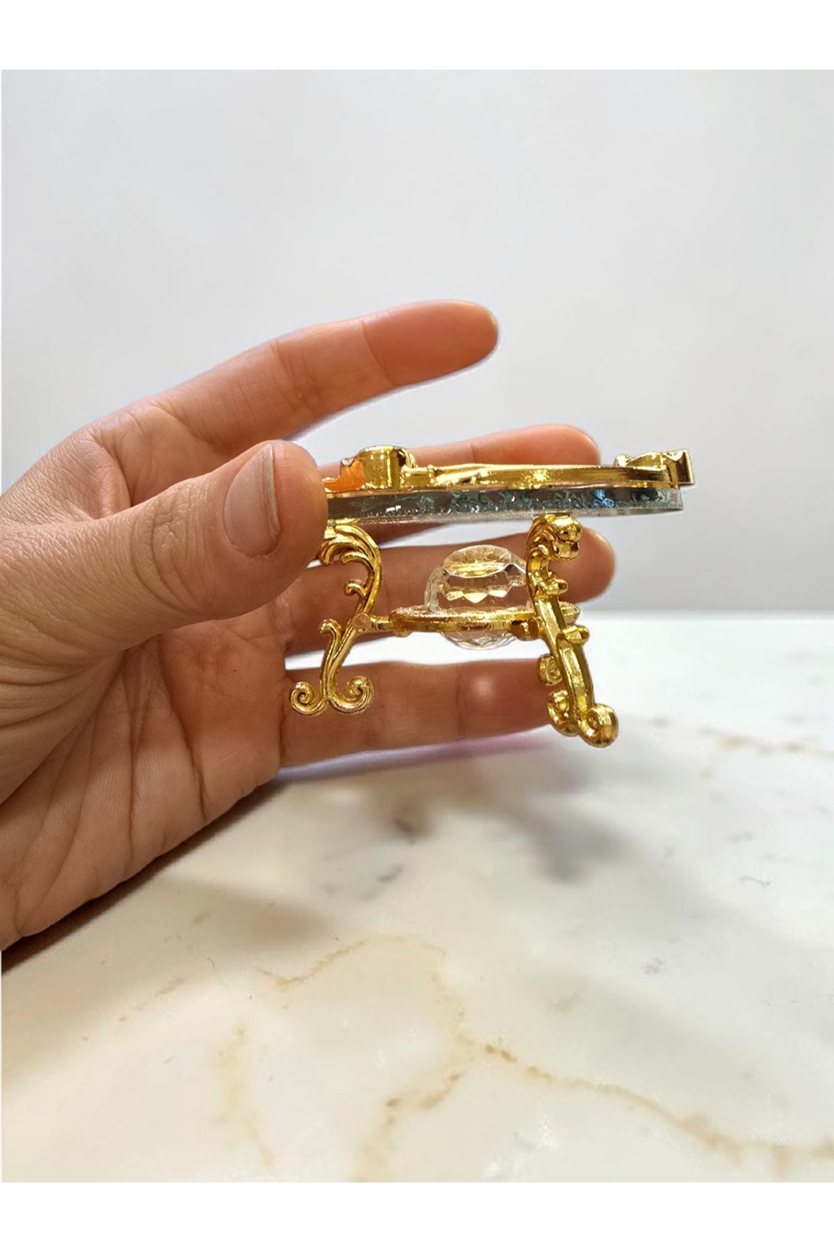 İsteme Söz Nişan Yüzük Yükseltici Seti - 2 Adet Cam Metal Yükseltici, Gold Makas ve Doğal Kuru Çiçek