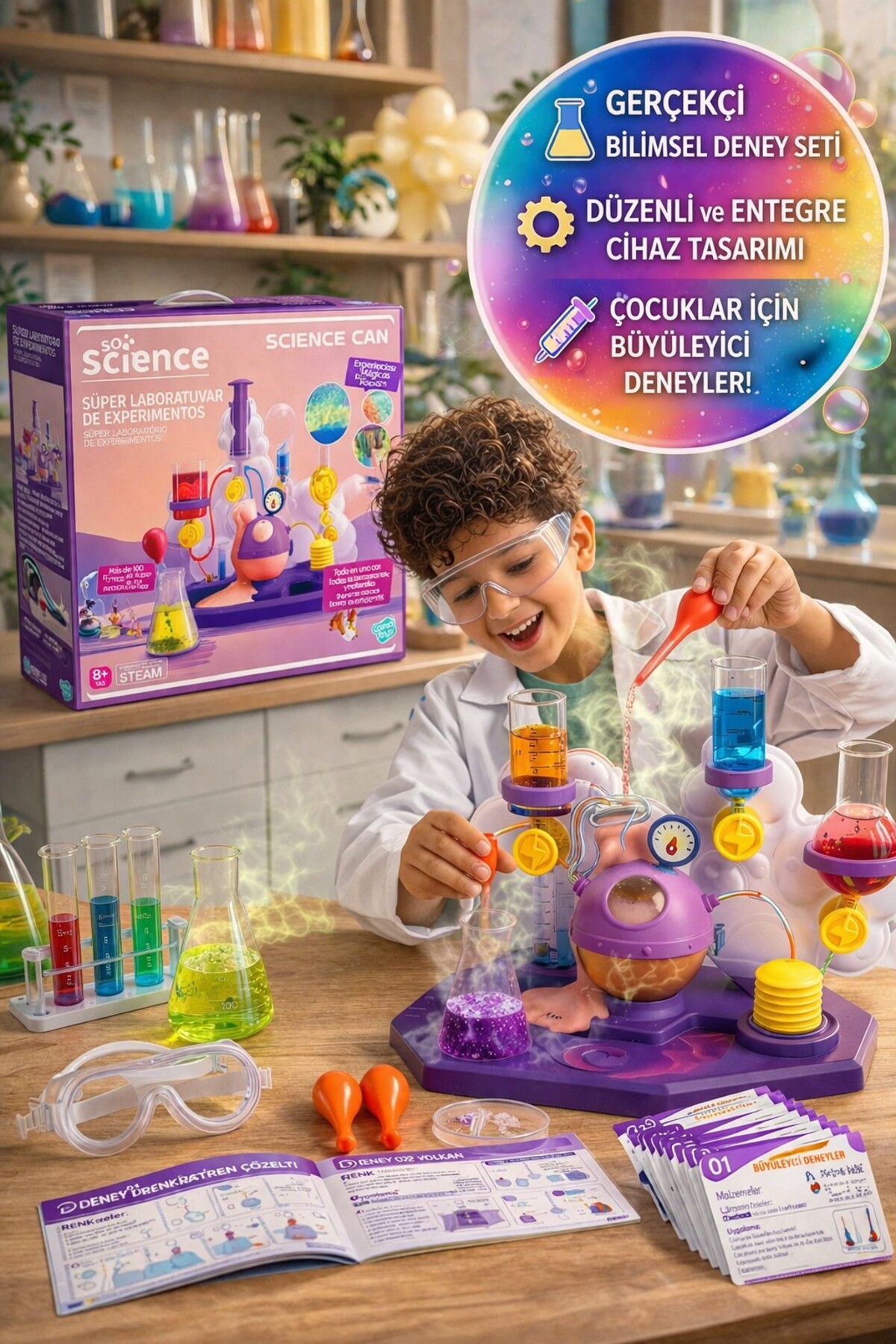 TOYFEST Science Can Süper Köpük Laboratuvarı 61 Parça 100+ Deneyli