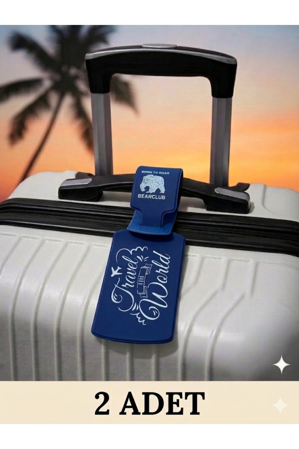 2 Pieces Universal Bear Club Printed Suitcase Label Suitcase Label Waterproof PVC Named Card Holder