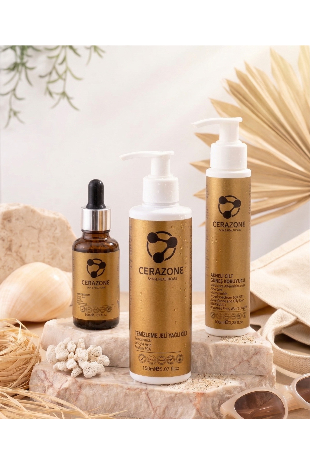 3 Parça Yaza Merhaba Yağlı Cilt Seti ( Serum + Temizleme Jeli + Güneş Kremi)