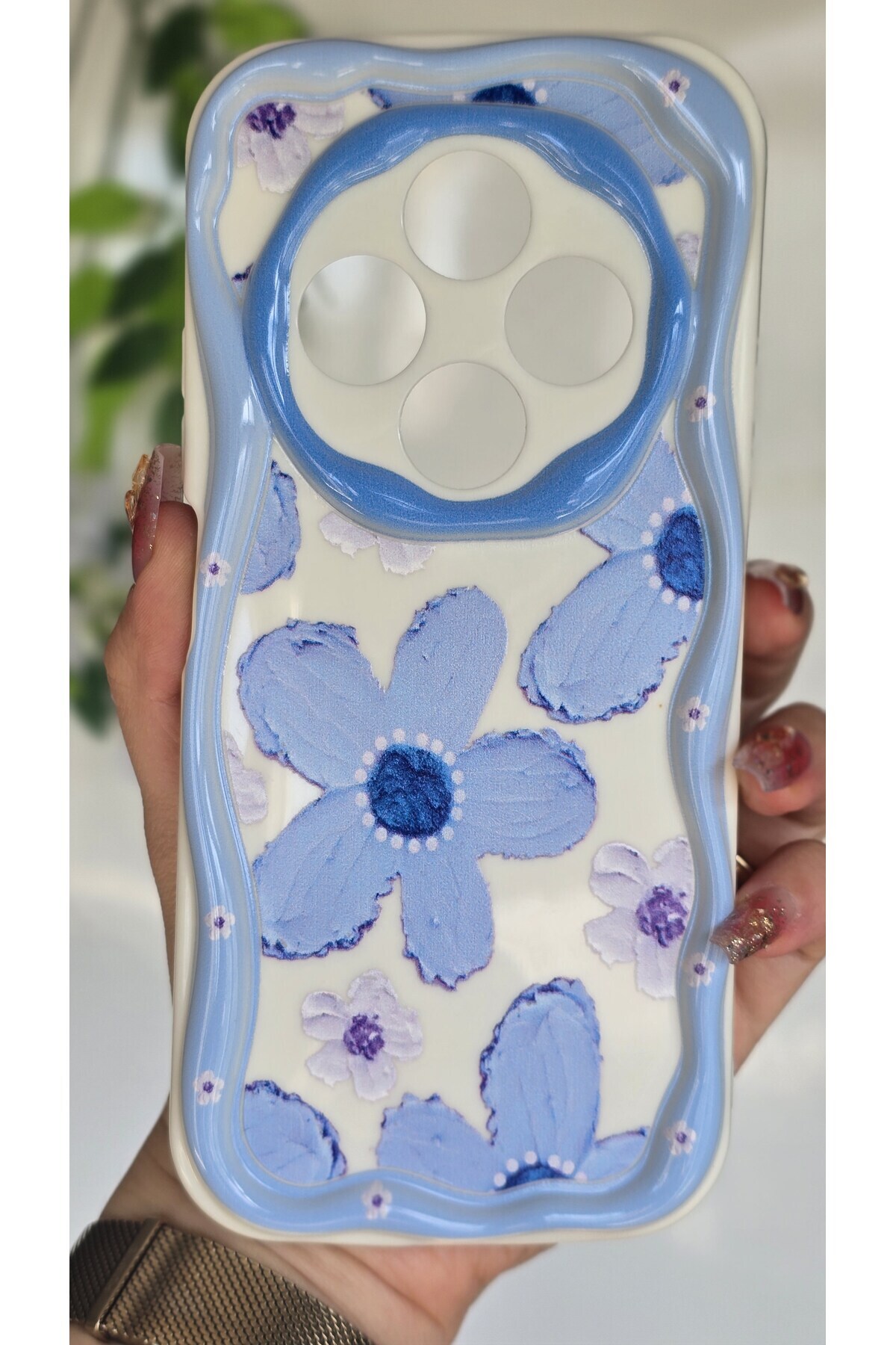 Redmi 14c Case Pastel Blue Daisy Pattern Camera Protected Color Silicone Cover
