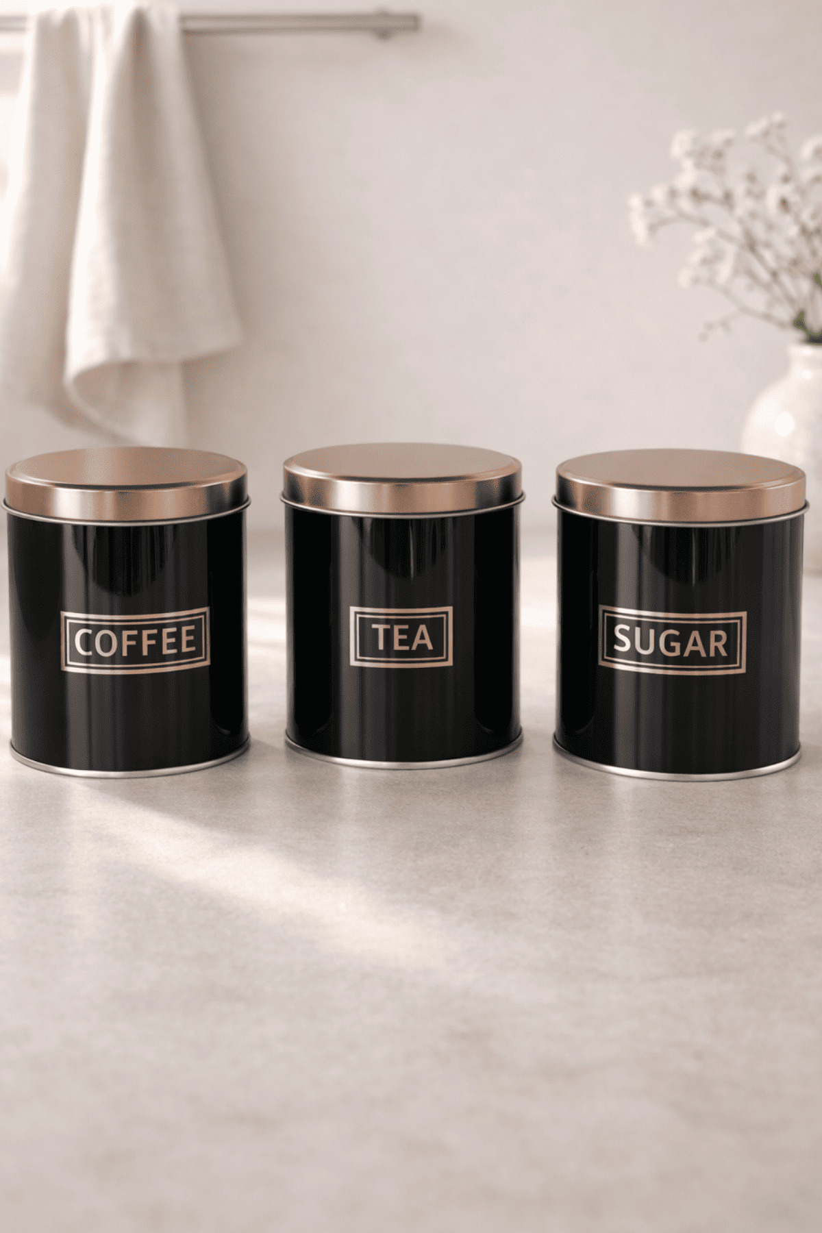 Home 3-Piece 99x114 mm 0.8 L Storage Box Set - Black-Bronze
