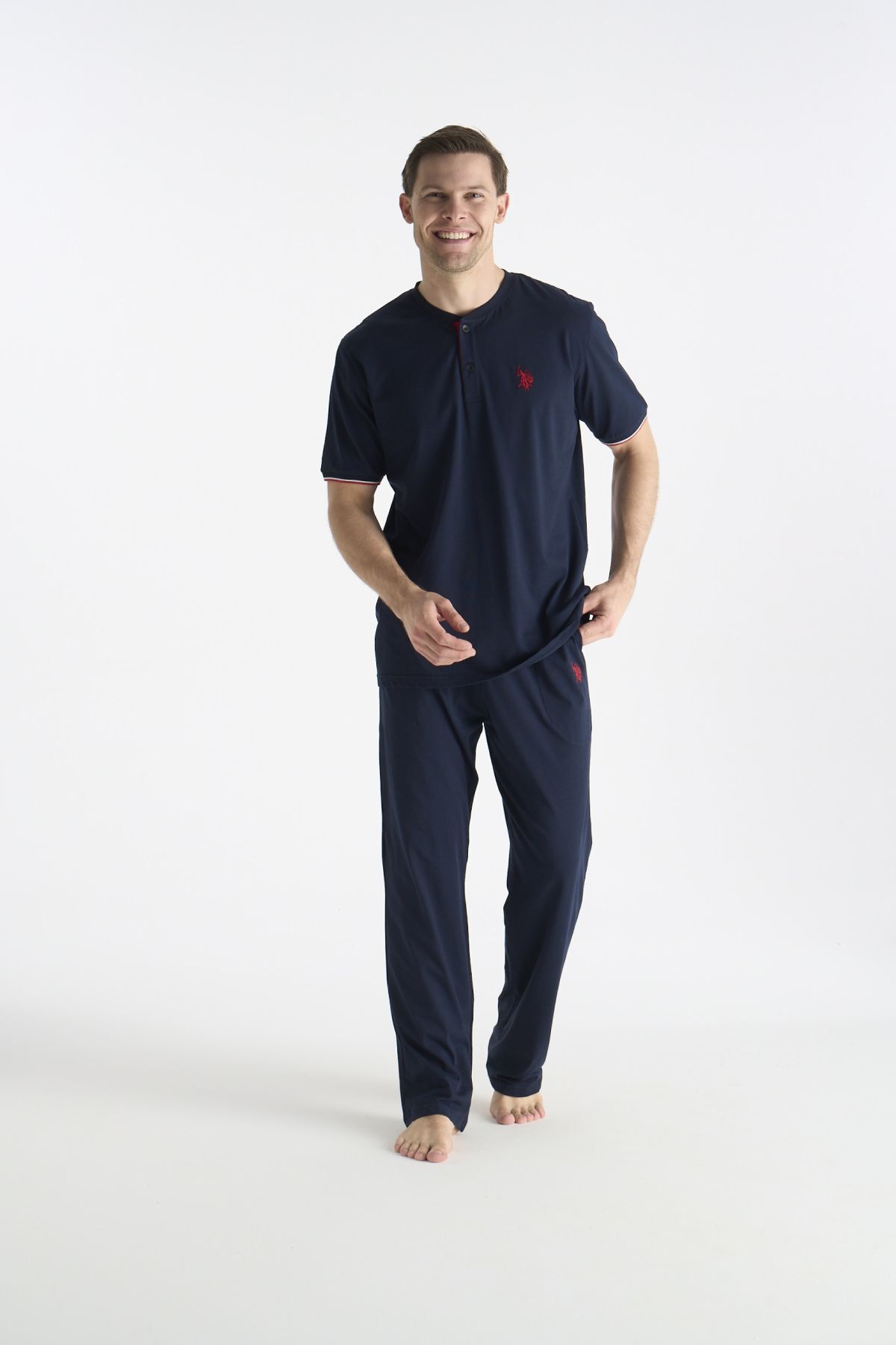 ست پیژامه و لباس خواب مردانه یقه گرد | یو اس پولو U.S. Polo Assn. USP19029 TR - تصویر 3