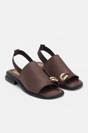selin shoes Savelle Hakiki Deri Arkadan Lastik Detaylı Parmak Arası Kadın San...