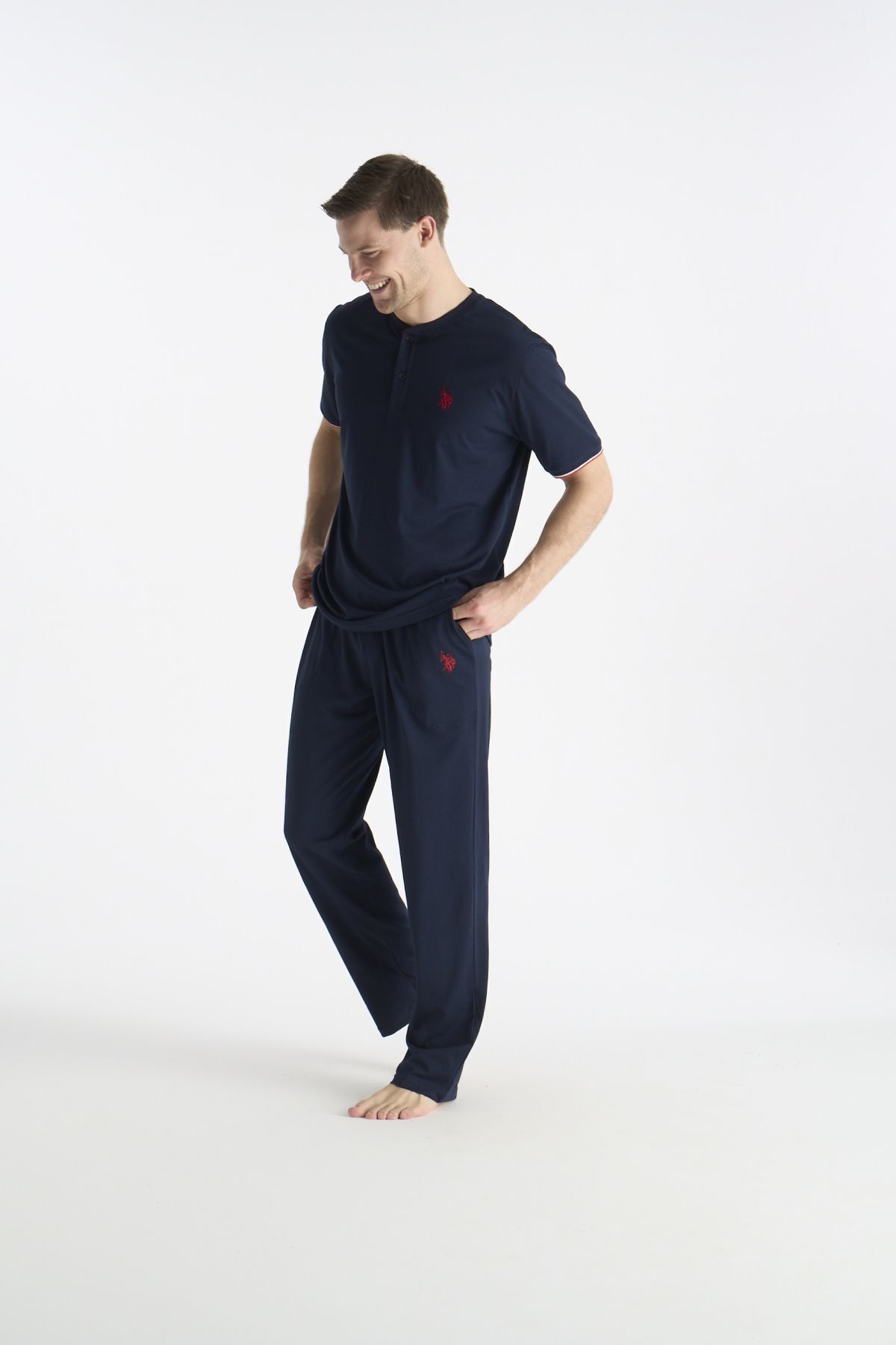 ست پیژامه و لباس خواب مردانه یقه گرد | یو اس پولو U.S. Polo Assn. USP19029 TR - تصویر 2