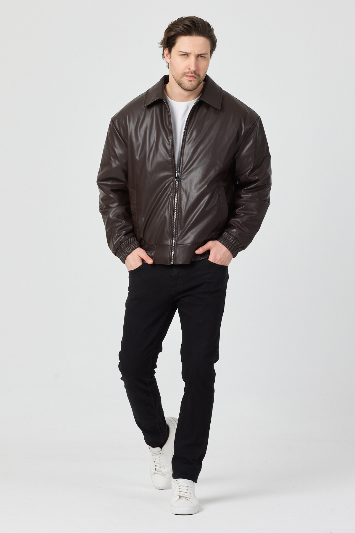 Danger  Erkek Limited Edition Deri Mont Ceket Kahverengi - Görsel 8