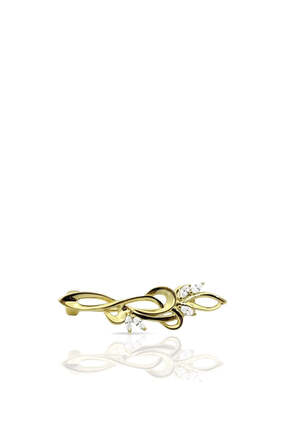 oya silver 24K Altın Kaplama Zirkon Taşlı Sarmal Gümüş Broş 3.3x0.9 cm [61112...