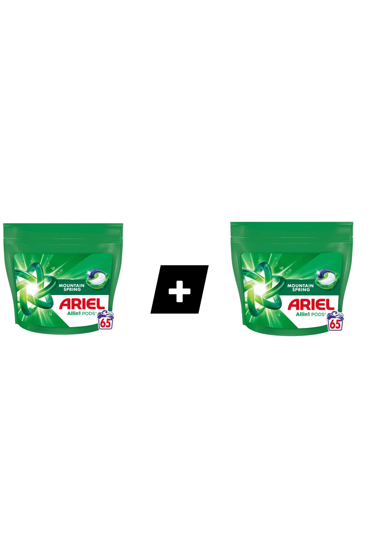 Ariel 2x Capsule Detergent All In One Mountain Spring pentru rufe, 65 de spălări
