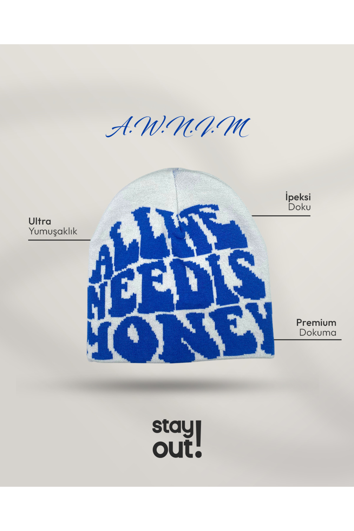 Stay Out ALL WE NEED IS MONEY Y2K BERE görsel 2