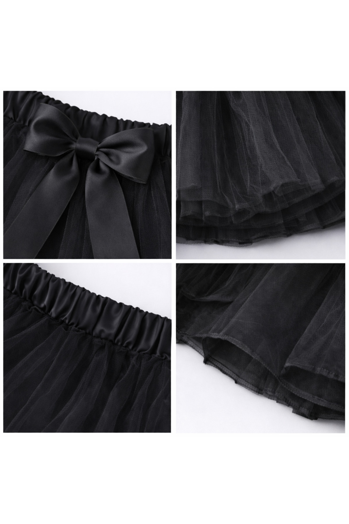 ŞAPKAKİDS  KIZ ÇOCUK FİYONKLU SİYAH HAYAL TÜTÜ TÜLLÜ ETEK ASTARLI - Görsel 2