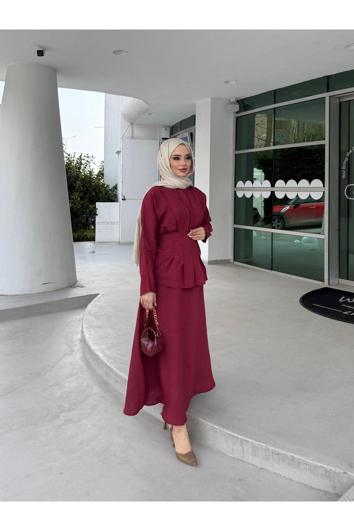 Moda Krash Modal Summer Fabric Suit with Skirt and Sewing Details