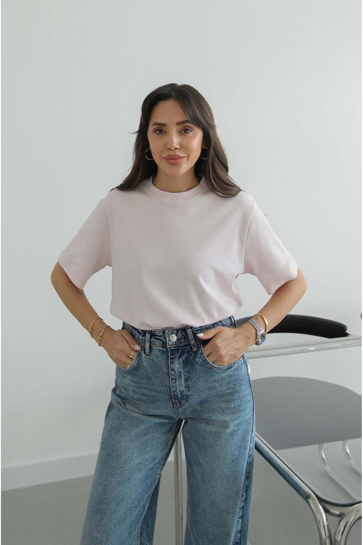 Havoş Μπλουζάκι Dusty Pink 100% βαμβακερό με λαιμόκοψη