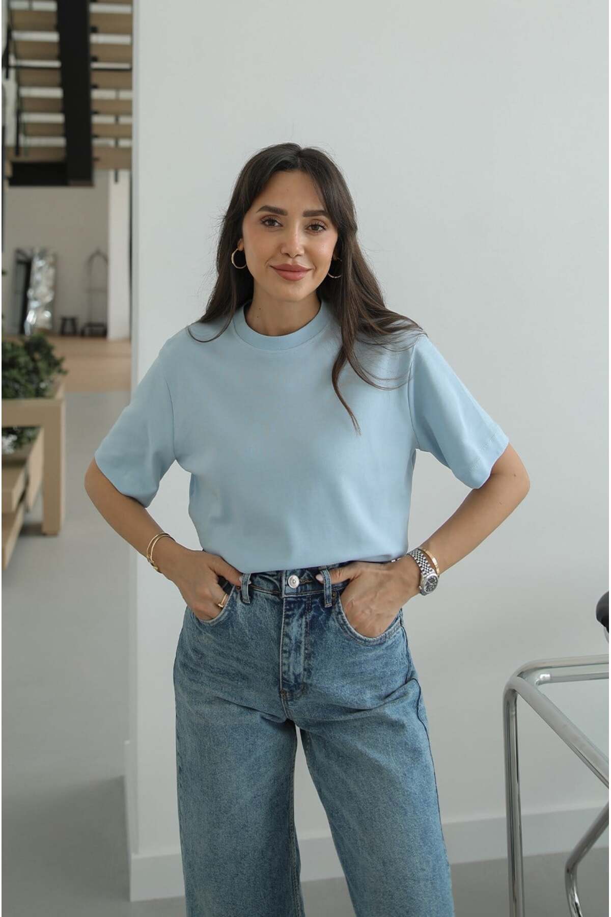 Havoş Μπλουζάκι Baby Blue 100% βαμβακερό με λαιμόκοψη ποδηλάτου