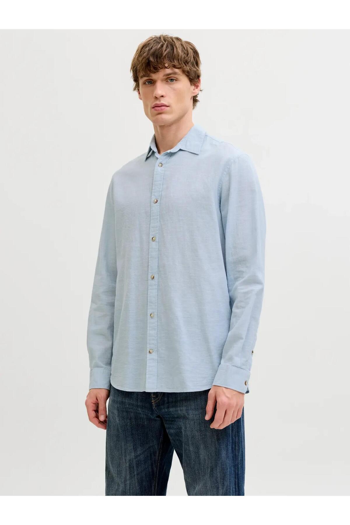 پیراهن آستین بلند مردانه JJESUMMER از جنس کتان ترکیبی برای تابستان جک اند جونز پیراهن Jack & Jones