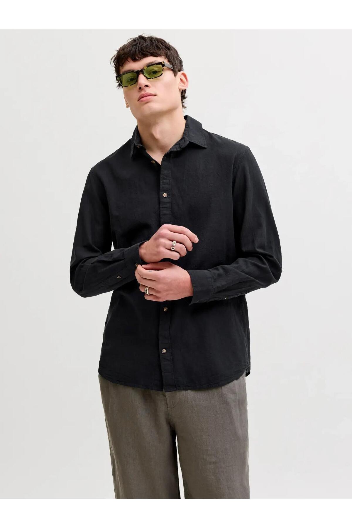 پیراهن آستین بلند مردانه JJESUMMER از جنس کتان ترکیبی برای تابستان جک اند جونز پیراهن Jack & Jones