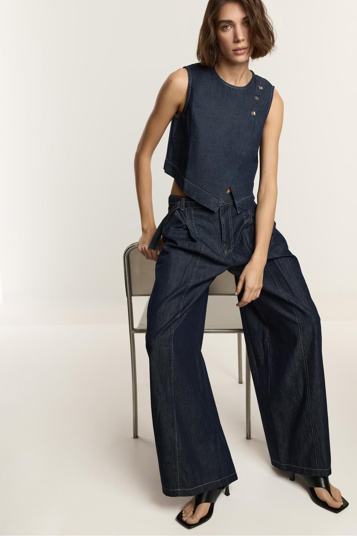 LEFTIES  Hafif palazzo denim pantolon - Görsel 8