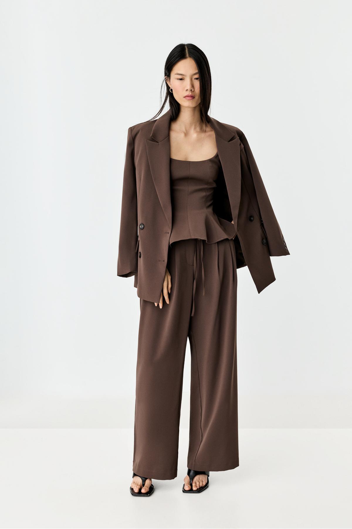 Wide leg trousers with laces