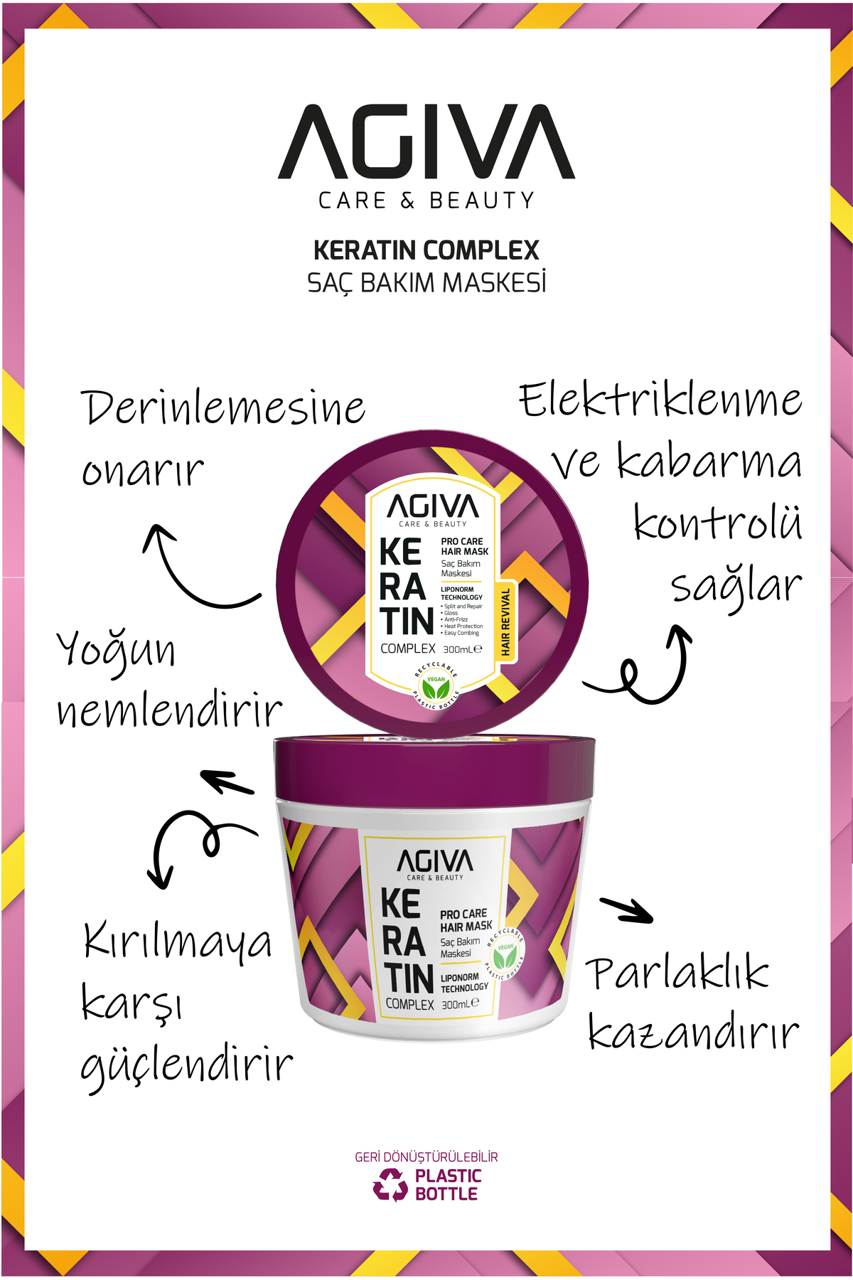 Keratin Complex Yıpranmış Saçlar İçin Yoğun Onarıcı Saç Bakım Maskesi 300 ml – Vegan — 001-MKJ-055 — تصویر 4 از 8