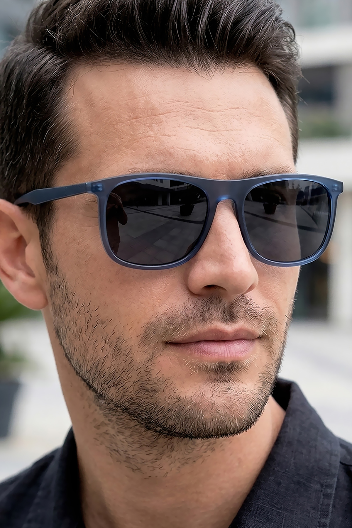 Handmade Acetate - Polarized - Men's Navy Blue Sunglasses with UV400 Protection 58 Scrap DKG6292C3