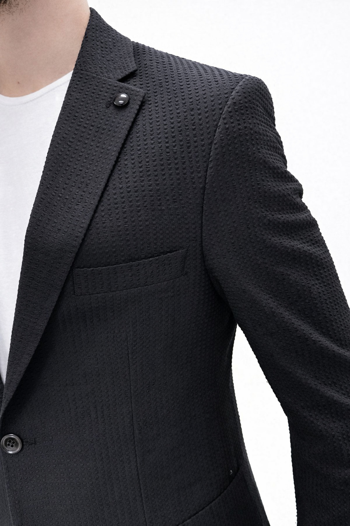 Plus Scorpion Erkek Yazlık Kumaş Tek Düğme Ceketli Jogger Pantolonlu Takım Elbise Slim Fit Spor Şık Kombin görsel 7