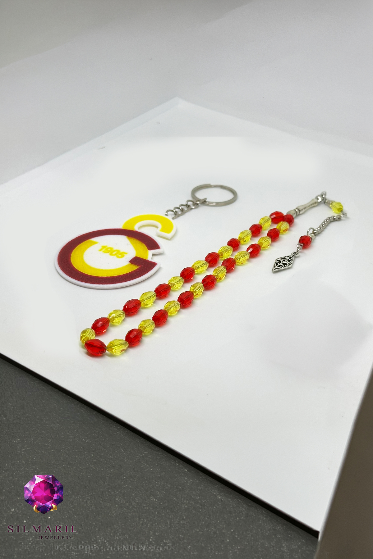 Sarı Kırmızı Taraftar Tespih Seti | Kristal Tespih + GS Anahtarlık Kombin Seti | Galatasaray — Silmaril Store (5)