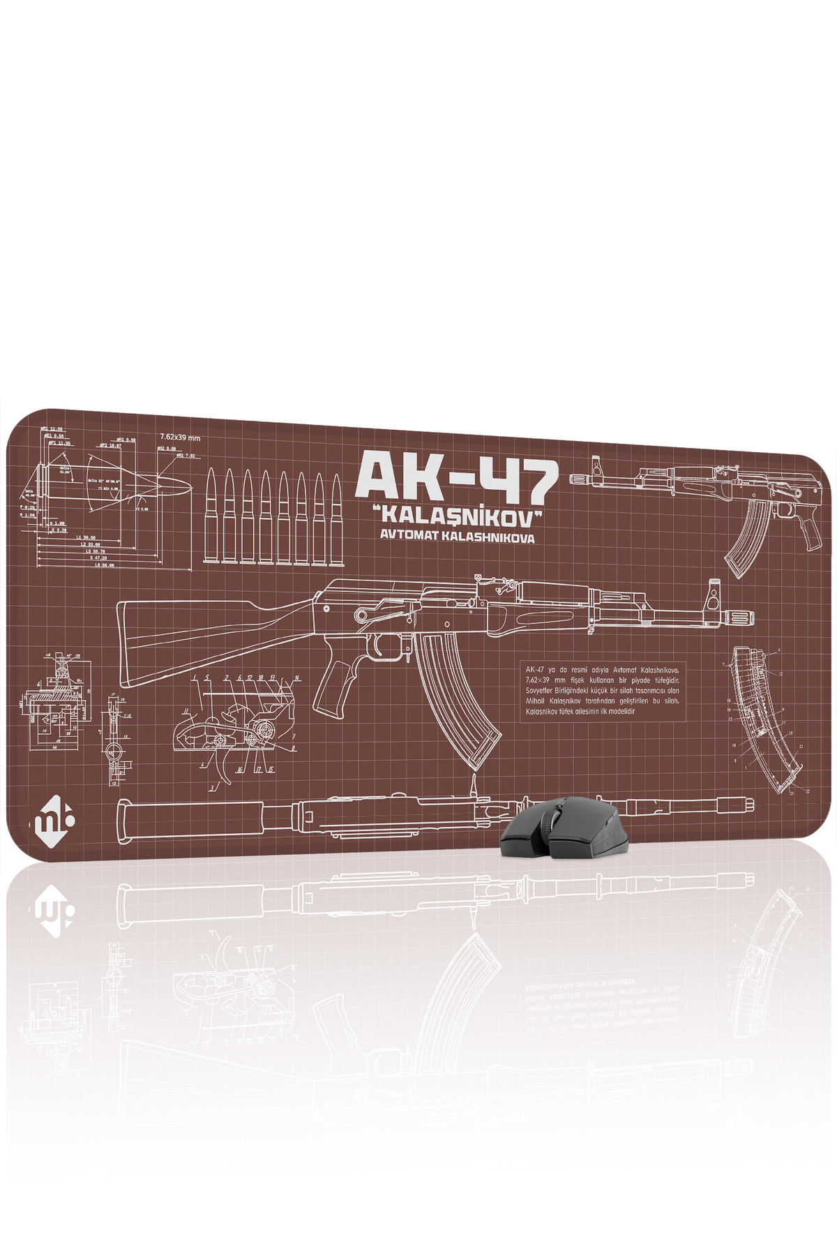 AK 47 Brown Kalashnikov CS Stitched Rubber Player Mousepad - 90x40 Gaming Mouse Pad Ak-47
