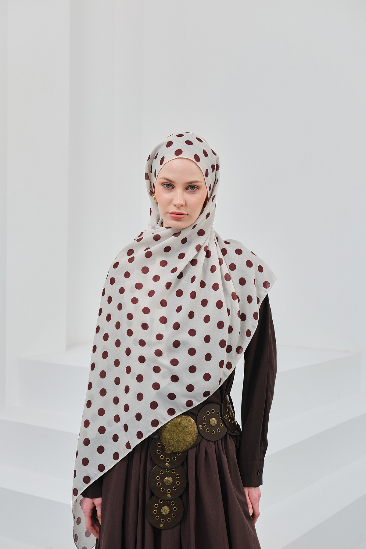 Polka Dot Patterned Cotton Soft Shawl Nostalgia Series Women's Polka Dot Shawl