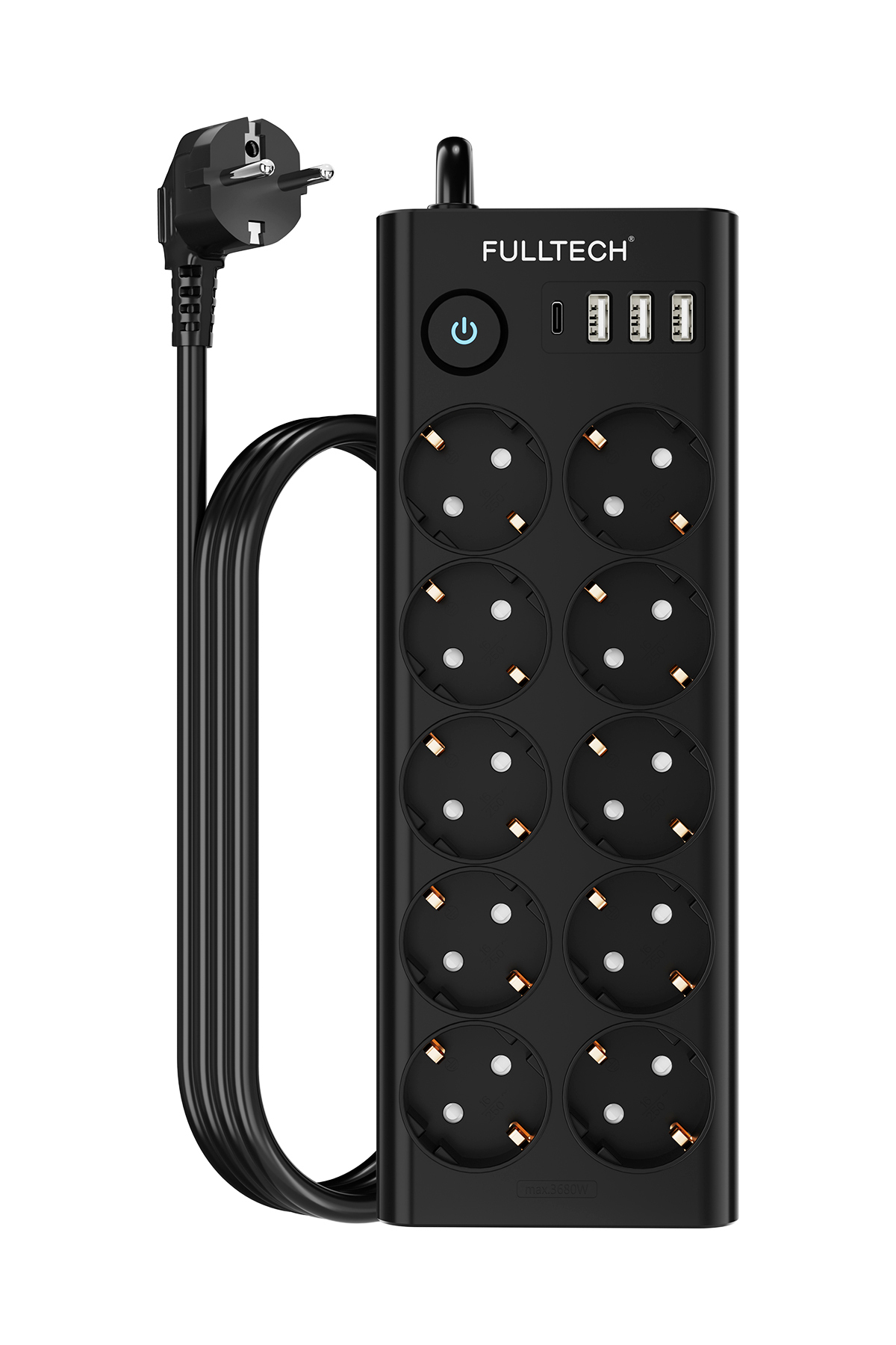 Fulltech FTR-14 Çoklu Priz 10'lu + 3 USB + 1 Type-C 3680W 16A