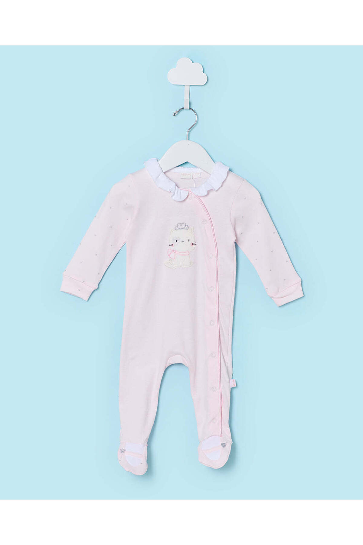 REDTAG Baby Pink Embroidered Sleepsuit