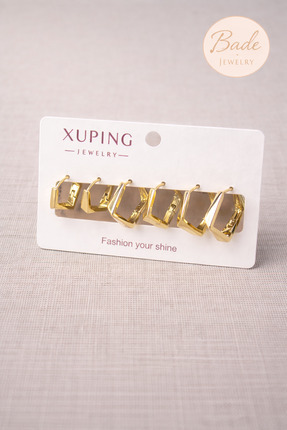 Bade Jewelry Xuping 14K Gold Renginde 3 Çift (6 adet) Kararmaz Kadın Halka Kö...