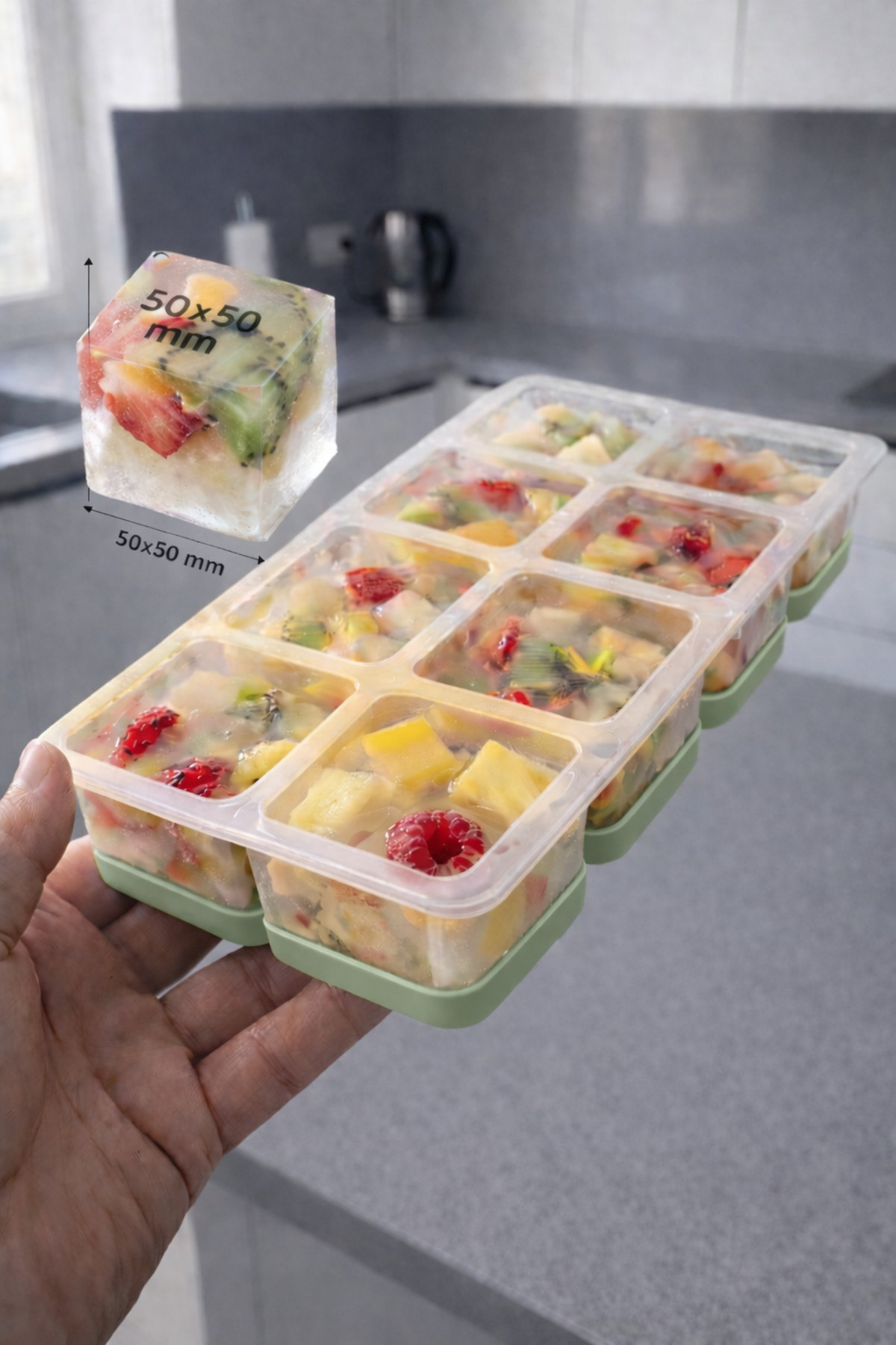 8-Piece Silicone Large Size Ice Mold Easy to Remove Non-Stick Square Ice Mold 50x50 mm