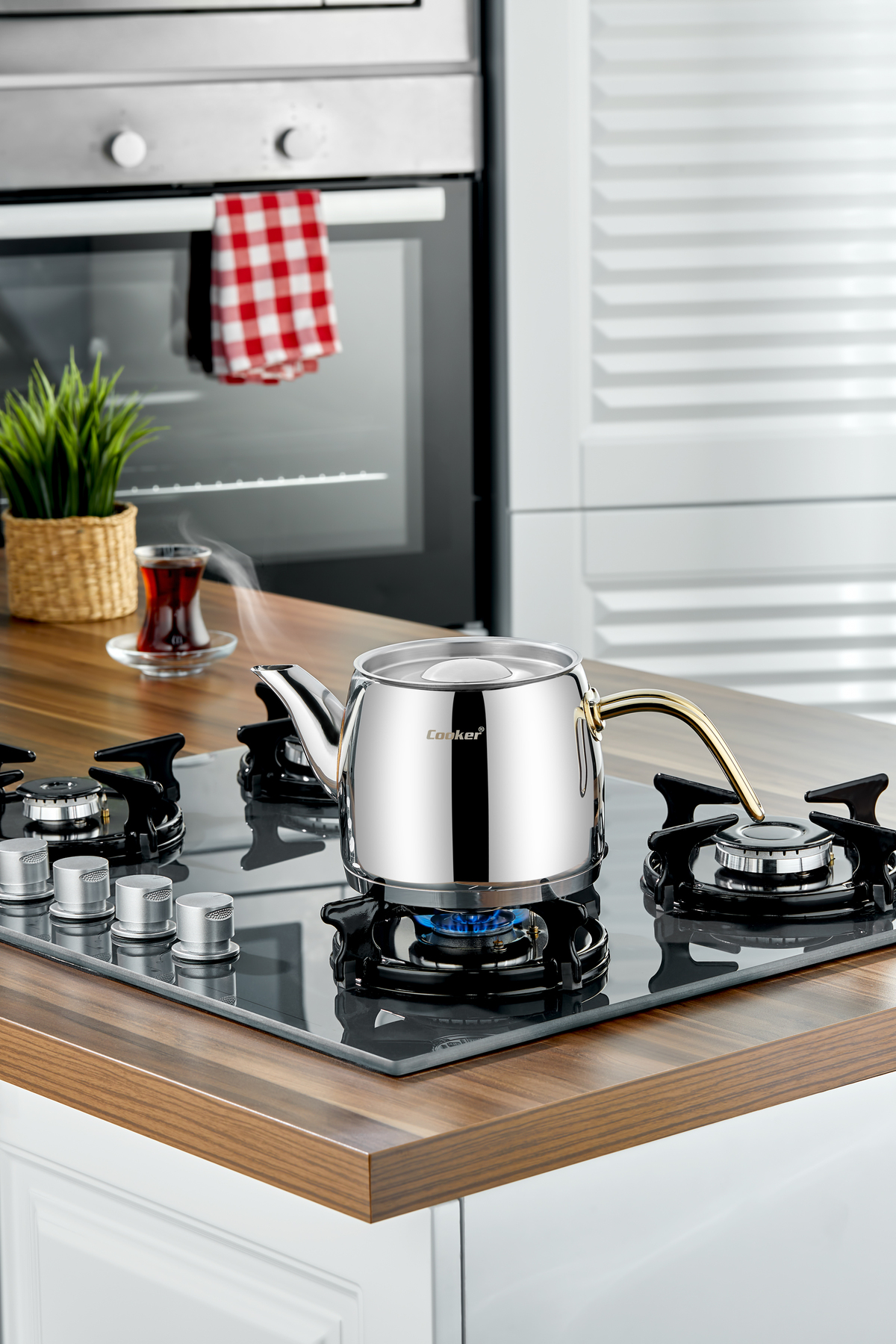 Cooker Lara Orta Boy Paslanmaz Çelik Çaydanlık Takımı 1,1 -1,9