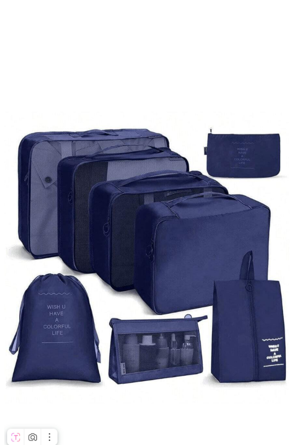 handanca 8 PARÇA Premium Lacivert Renk Seyahat Valiz İçi Organizer