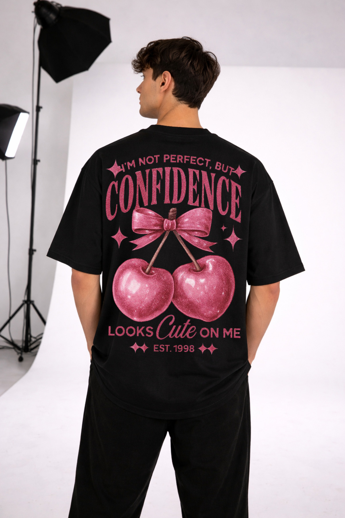 MCSWEAR Unisex Oversize Confidence Cherry Baskılı T-Shirt - Fiyatı