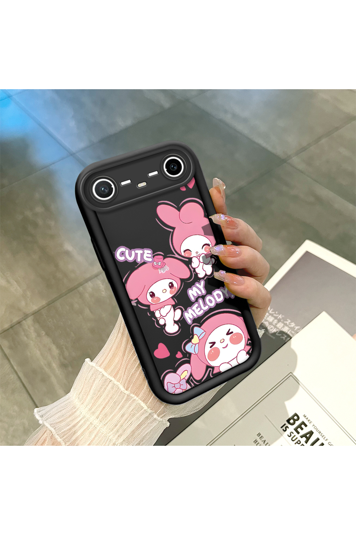 Black Silicone Stylish Print Case with Tecno Spark Slim/Pova Slim Compatible Shockproof Camera Protection