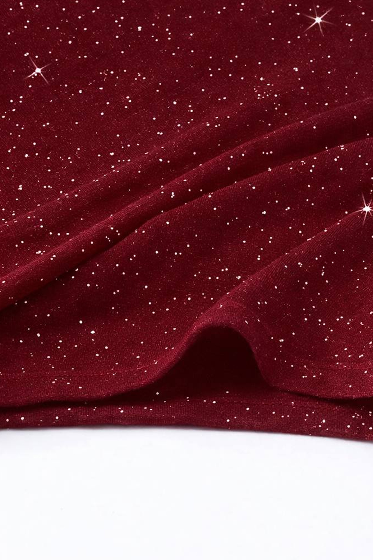 İlayda Toprak  Cris Bordo Cyrstal Detail Simli Vücudu Saran Kısa Kollu Bisiklet Yaka Bluz - Görsel 5