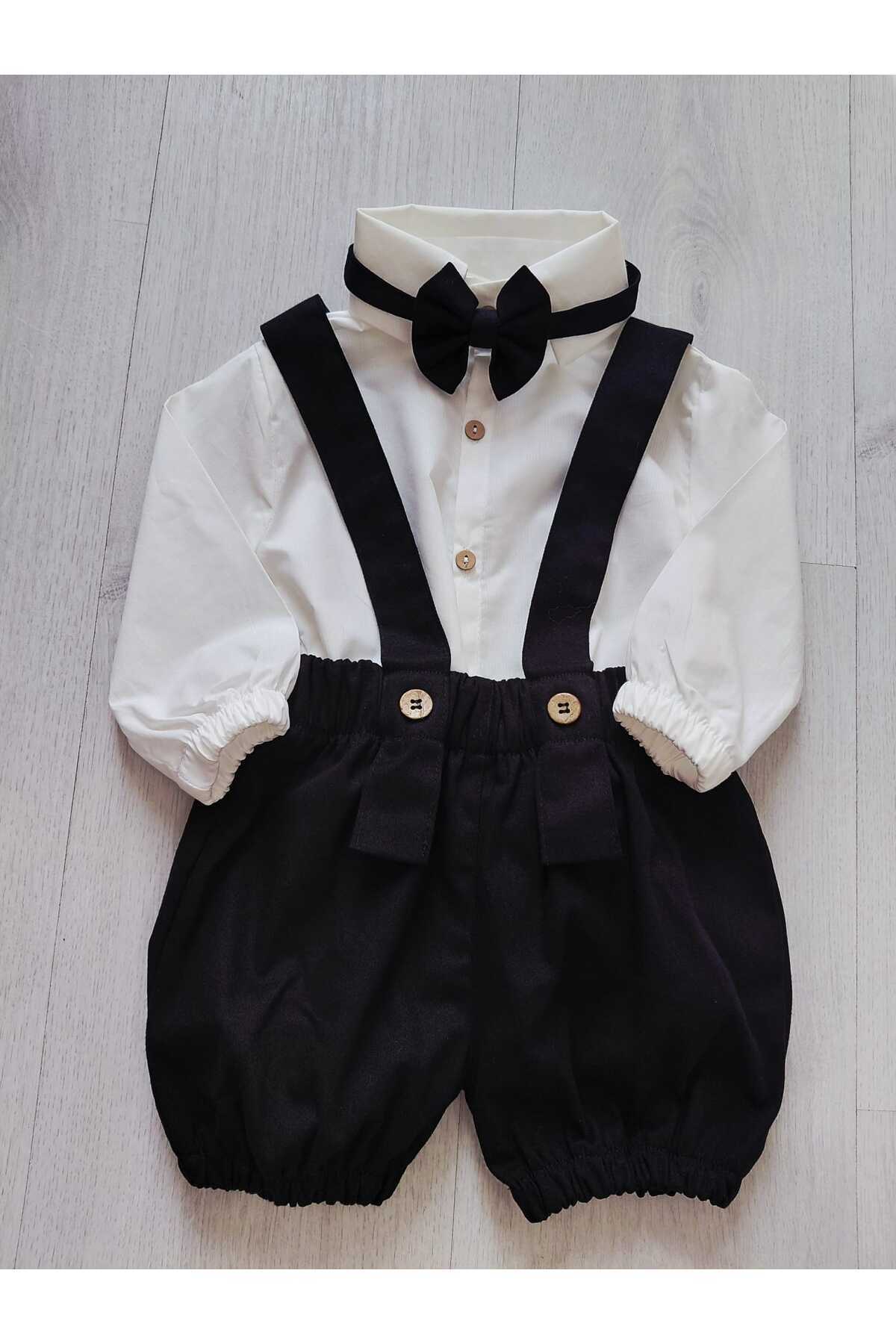 Black Baby Boy Shorts Dungaree Set
