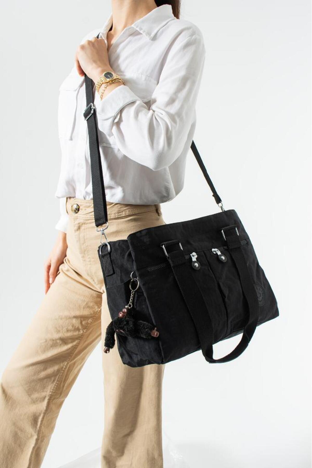 Baginn Klinkır Kadın Kol Çantası Çok Cepli Hafif Su İtici Kumaş Çapraz Askılı Omuz Çantası 32*26 Cm görsel 2