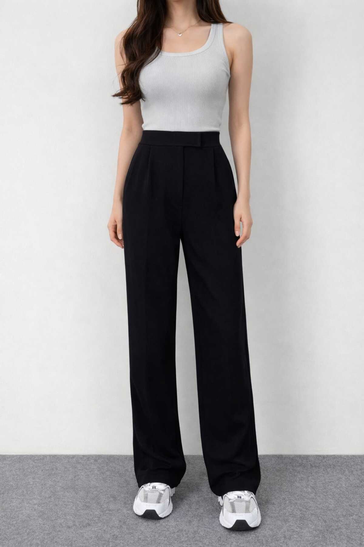 Line Women's Lycra Velcro Closure Black Palazzo Pants