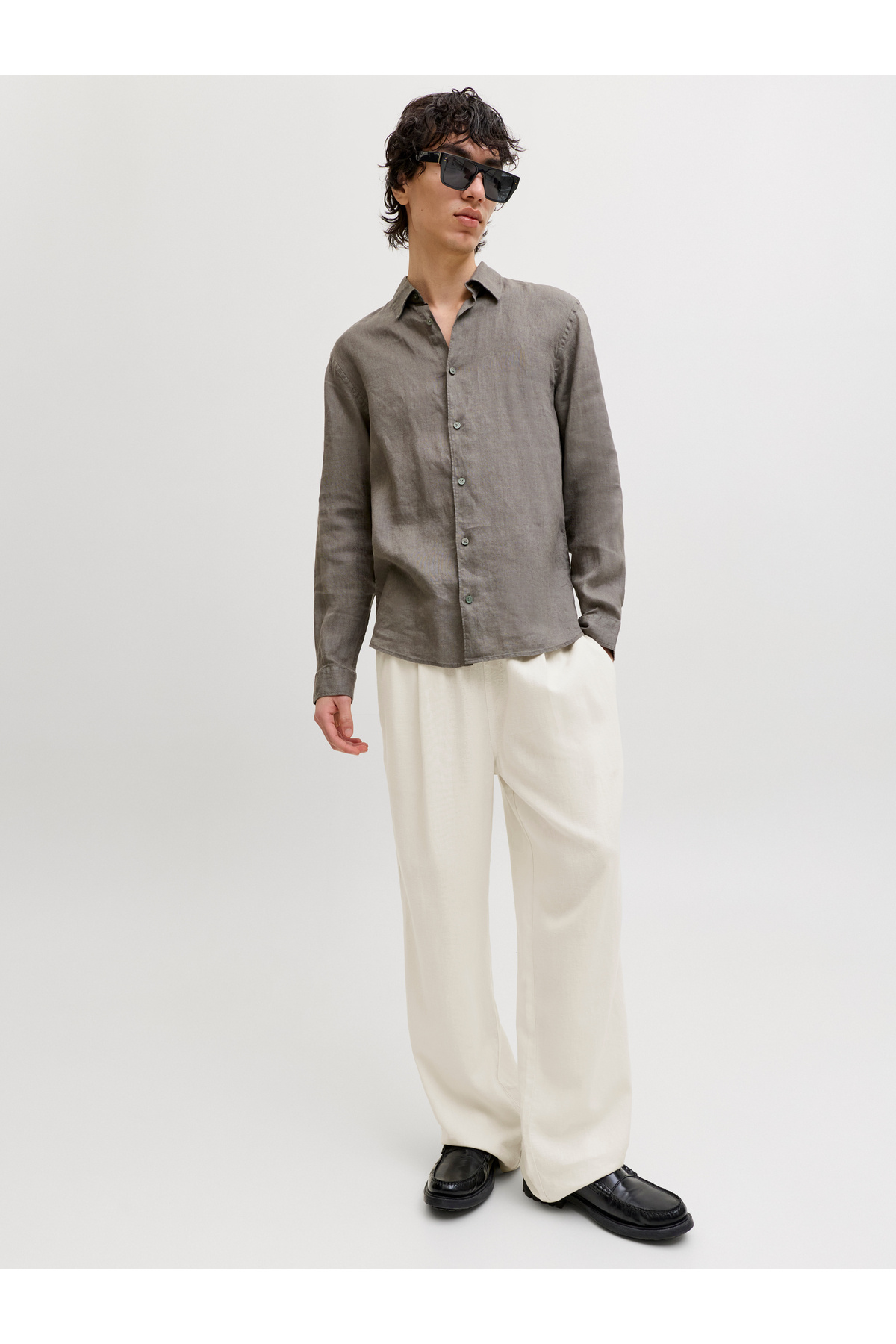شلوار مردانه جک جونز مدل Jogger Andros Vis Linen Blend Jogger بژ 12293443-06 جک اند جونز شلوار Jack & Jones