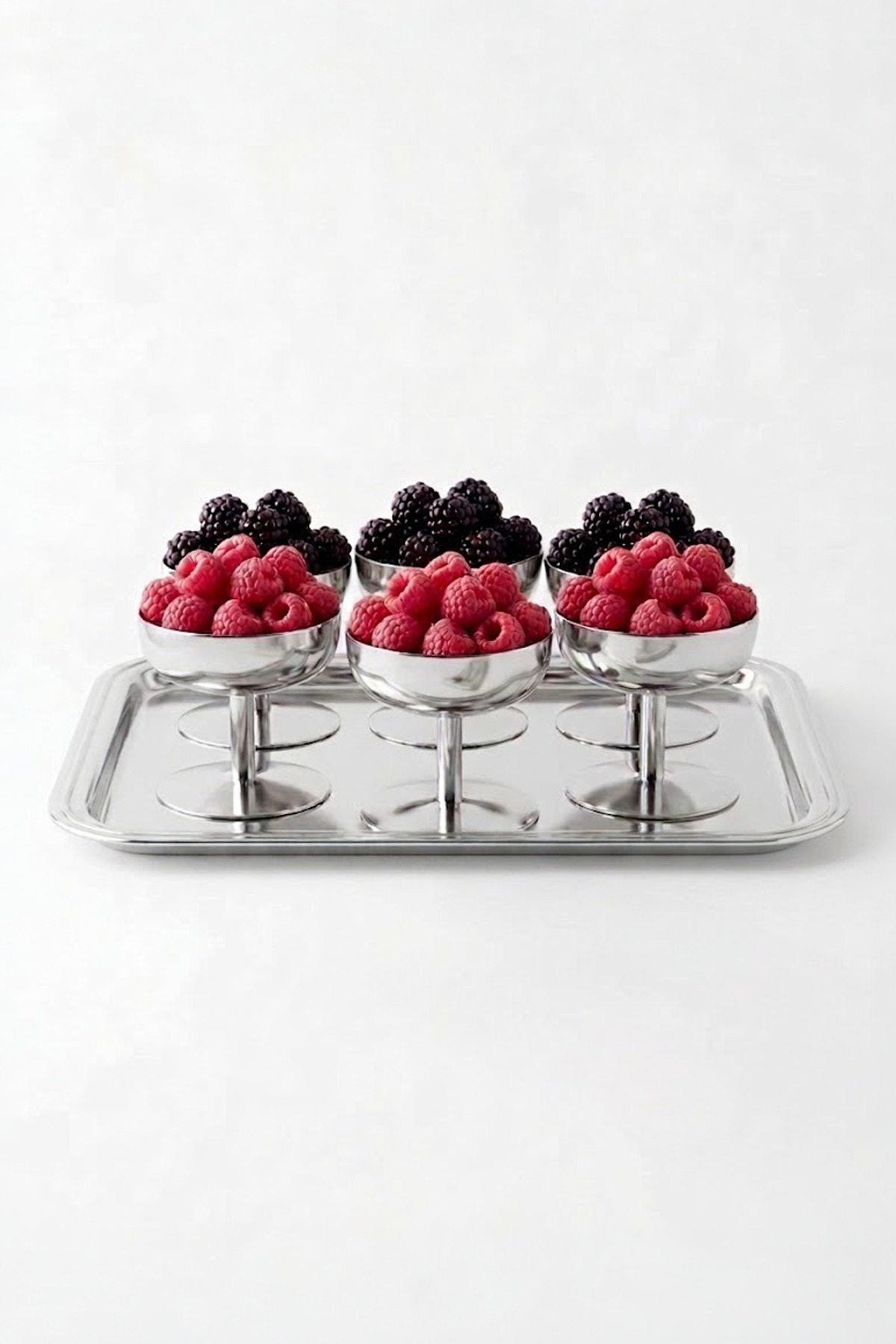 6-Piece Stainles Steel Footed Serving Dish Stainless Steel Snack Dish Set