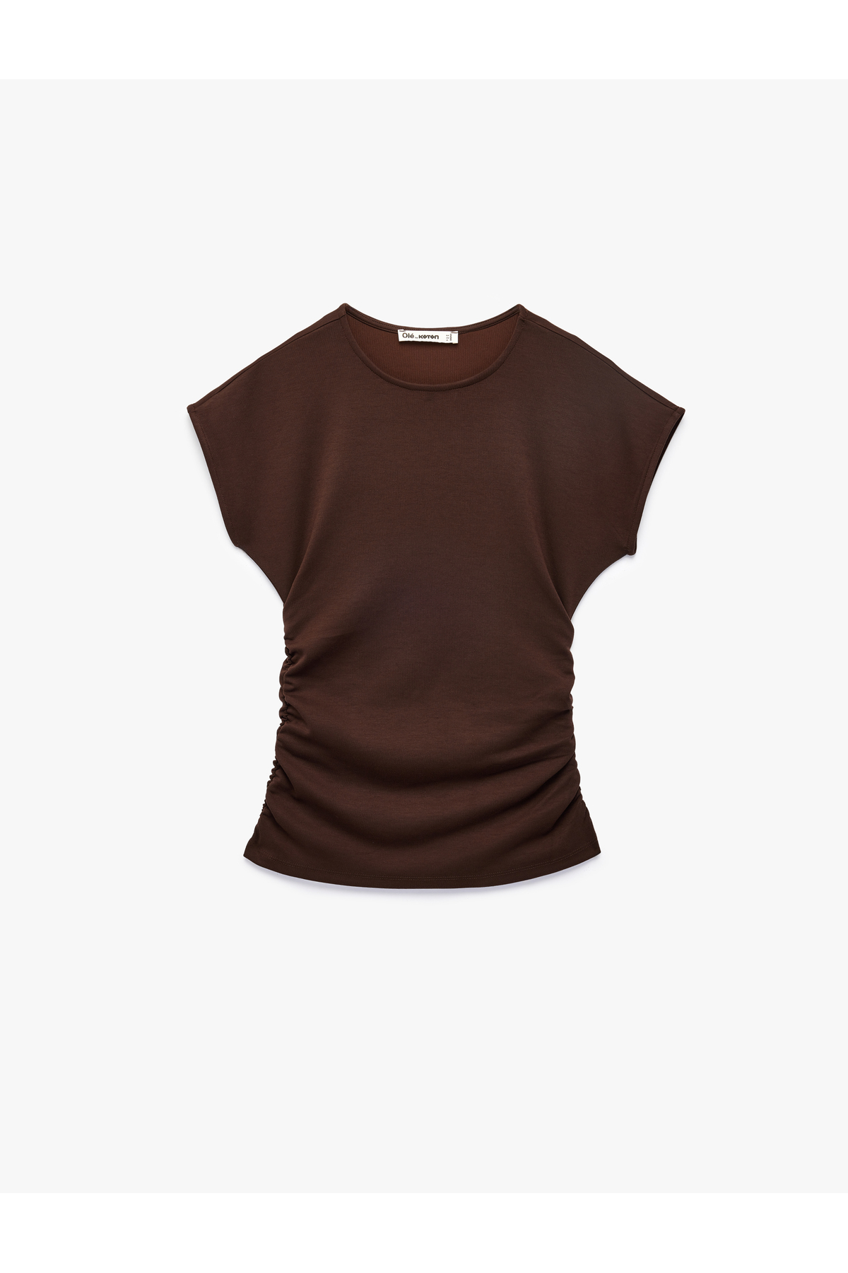 Koton  Slim Fit Kısa Kollu Bisiklet Yaka Büzgülü Tişört