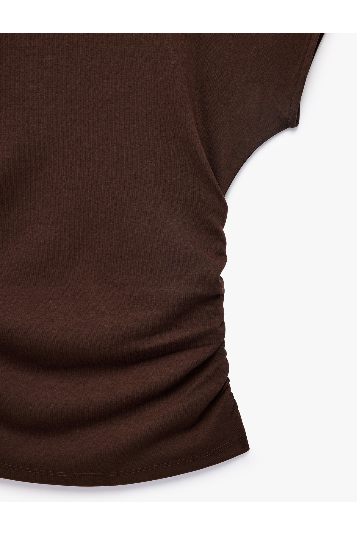 Koton  Slim Fit Kısa Kollu Bisiklet Yaka Büzgülü Tişört - Görsel 3