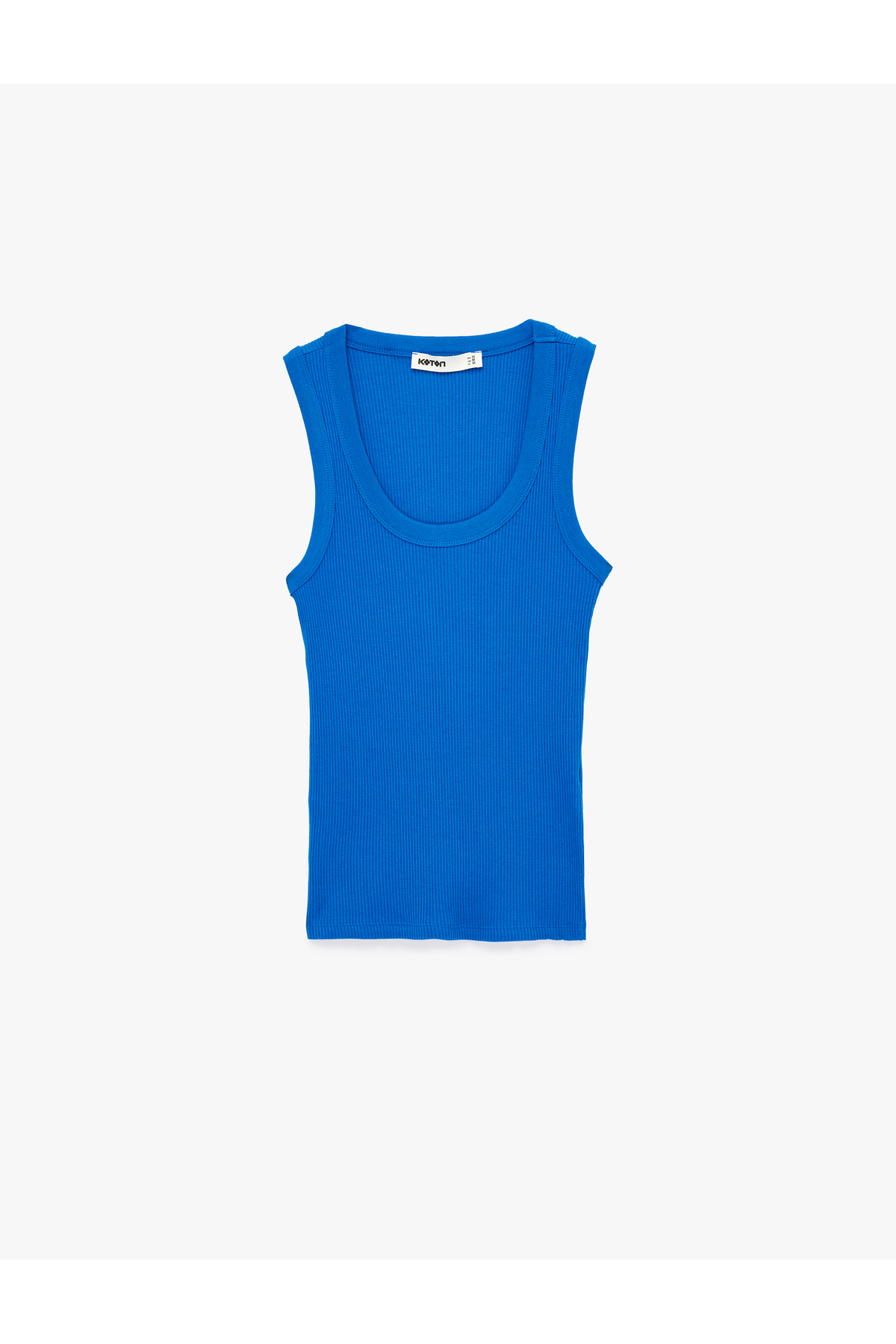 Koton Pamuklu U Yaka Slim Fit Kobalt Mavi Atlet görsel 4