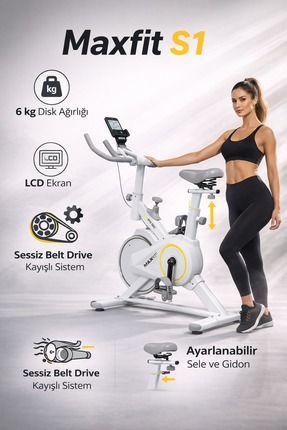 Voit Garantili Maxfit S1 Spinbike Direnç Ayarlı Nabız Ölçerli Ayarlanabilir S...