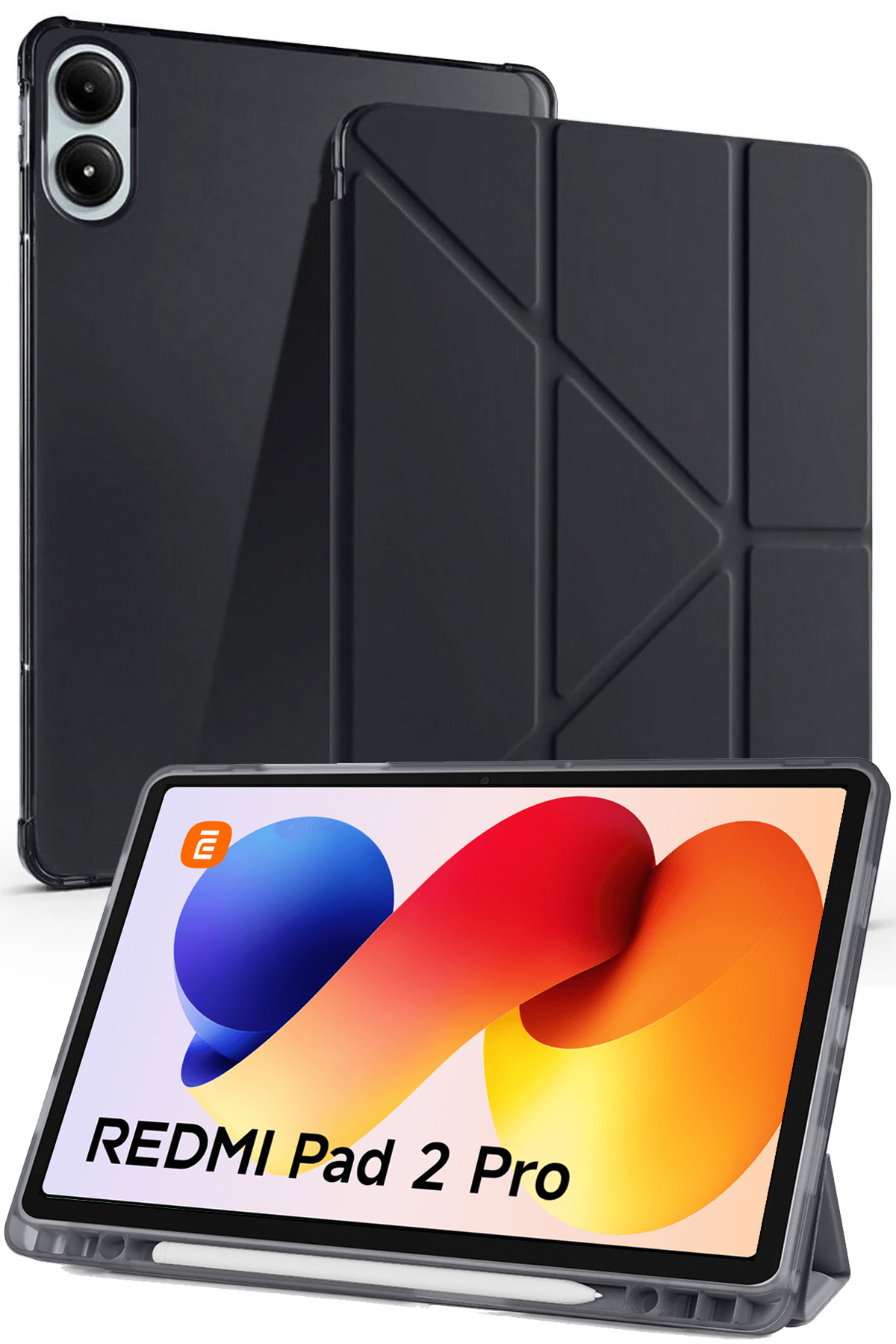 Redmi Pad 2 Pro (12.1 Inch) Compatible Tri-Folding Pen Split Sleep Mode Smart Case