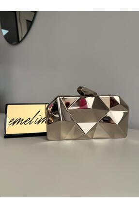 emelimin Lüks Geometrik Prizma Clutch Abiye Gece Davet Çantası Zincir Askılı ...
