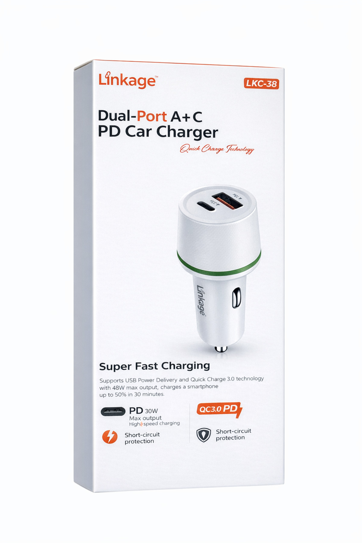 LKC-38 48W PD + QC3.0 Hızlı Araç Şarj Cihazı Çift Girişli Type-C & USB